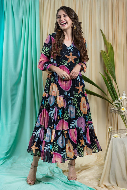 Black Georgette Designer Dress – Chic Statement