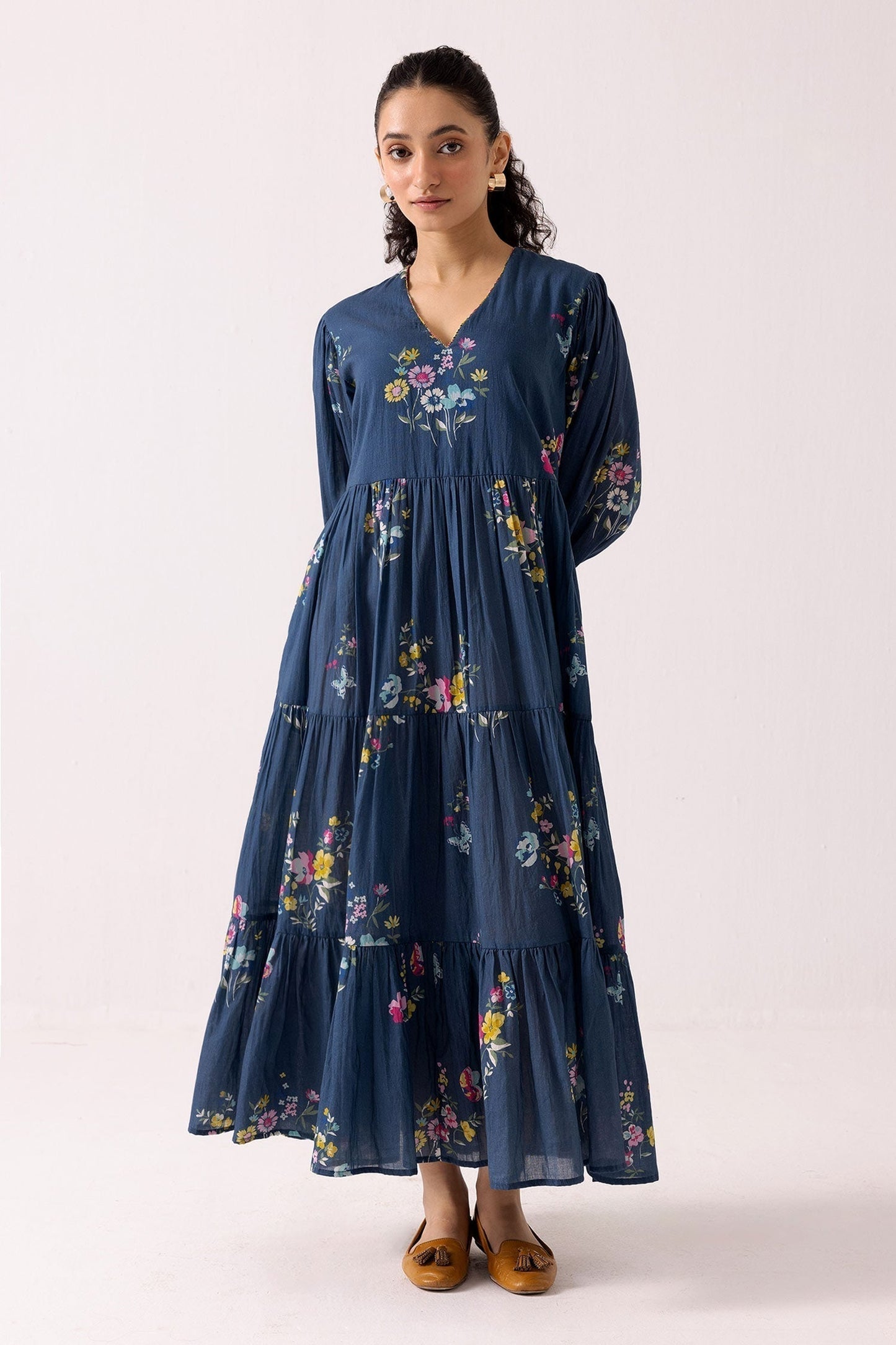 Blue Cotton Designer Dress – Night Statement