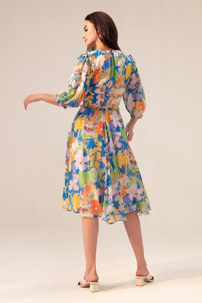 Blue Cotton Designer Dress – Limited Drop