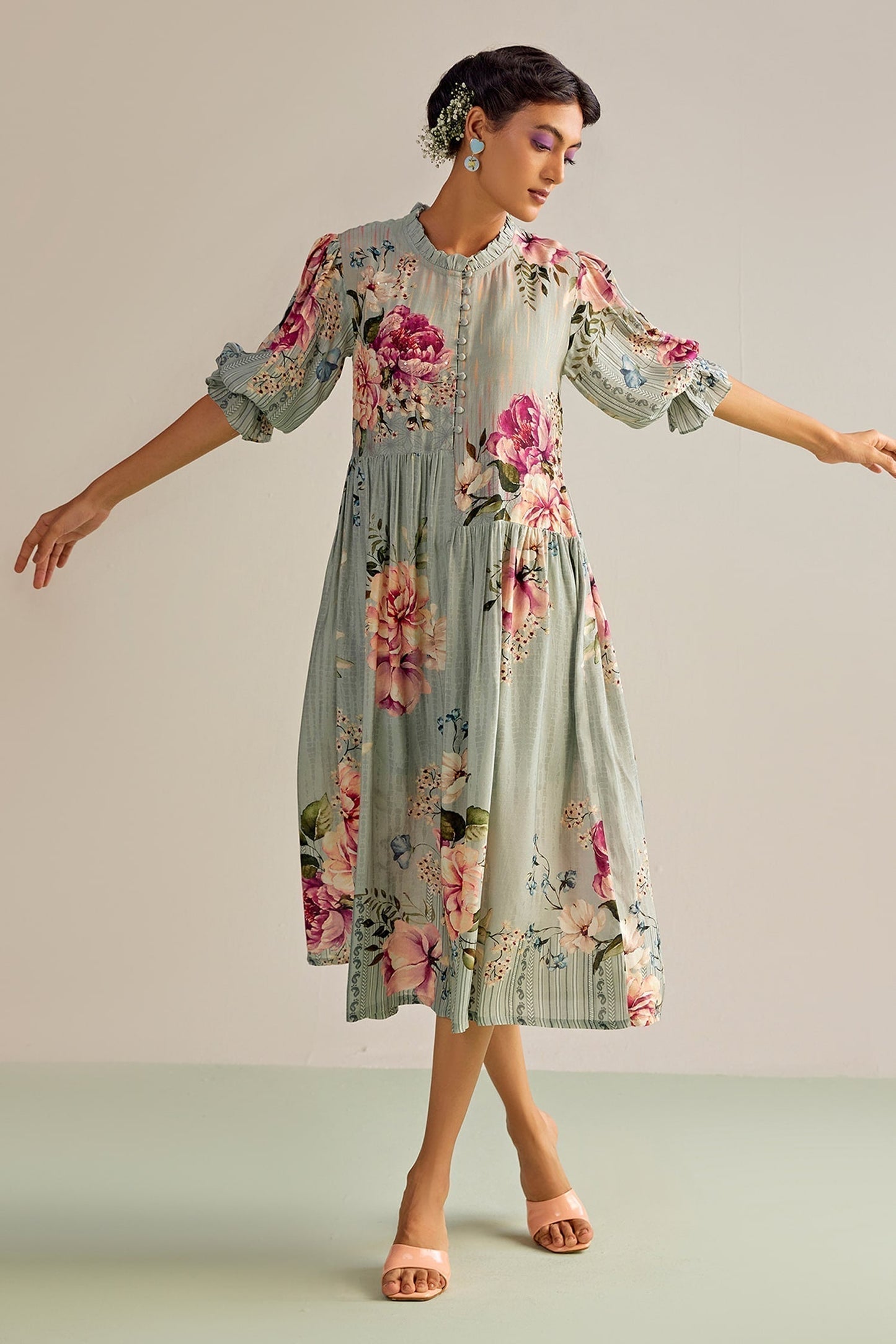 Blue Cotton Designer Dress – Chic Statement