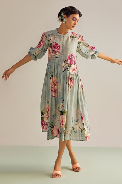 Blue Cotton Designer Dress – Chic Statement