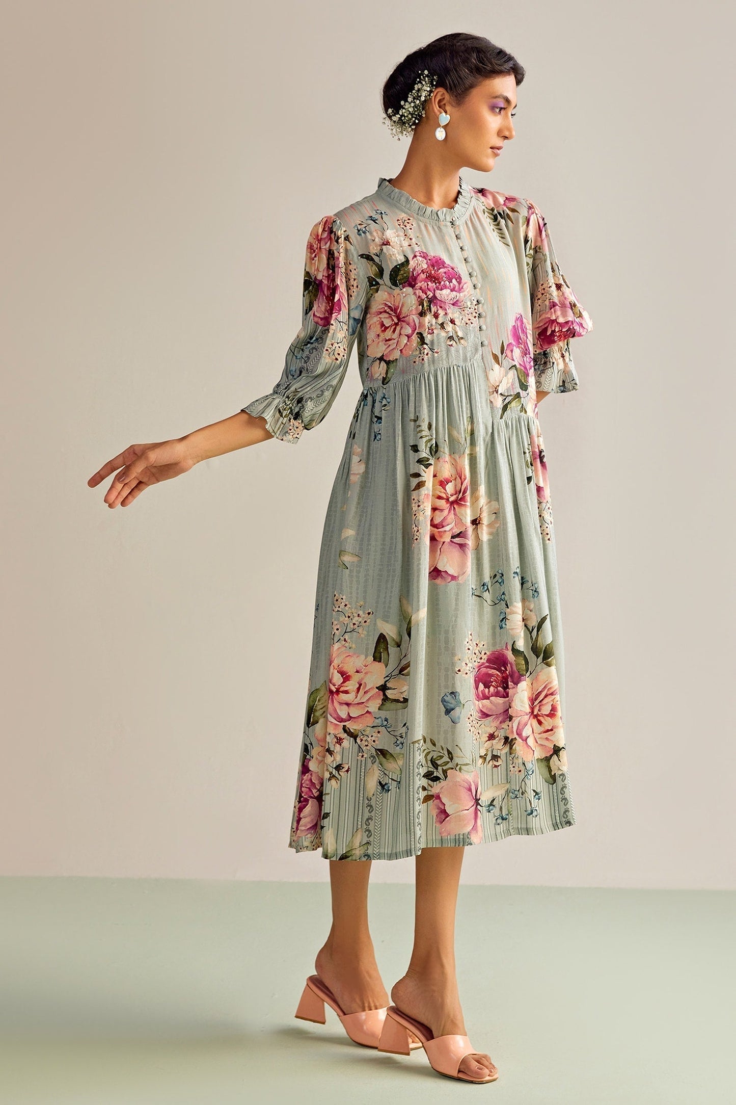 Blue Cotton Designer Dress – Chic Statement