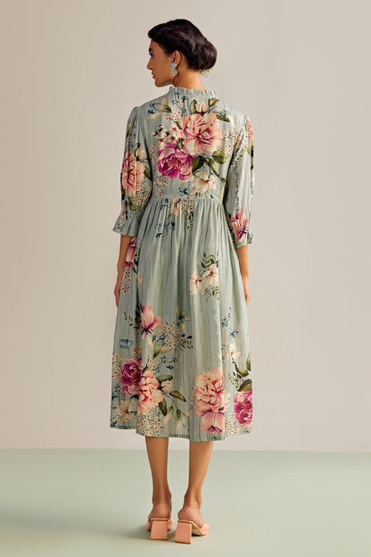 Blue Cotton Designer Dress – Chic Statement