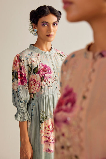 Blue Cotton Designer Dress – Chic Statement