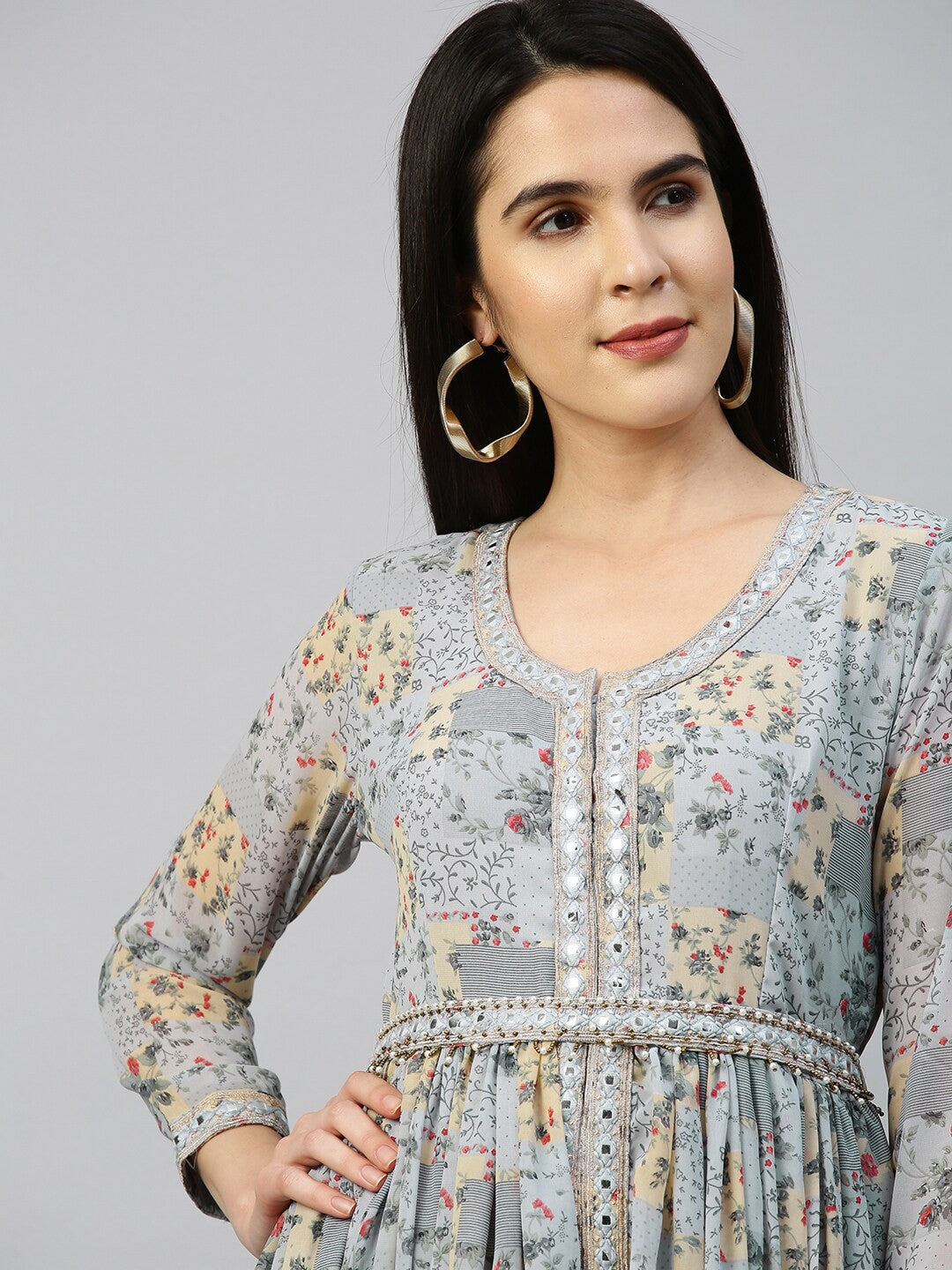 Blue Georgette Designer Dress – Chic Statement