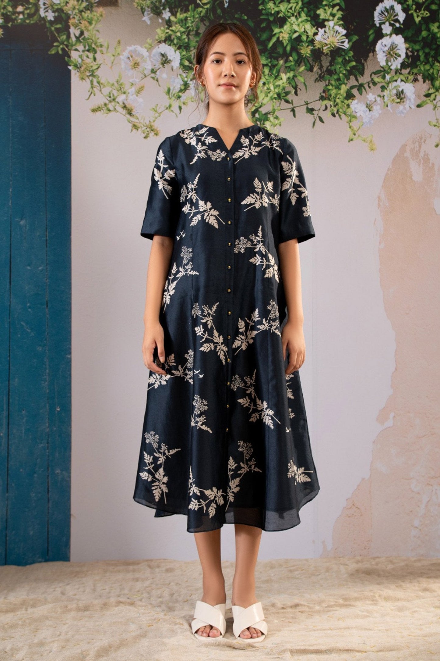 Blue Silk Designer Dress – Royal Classic