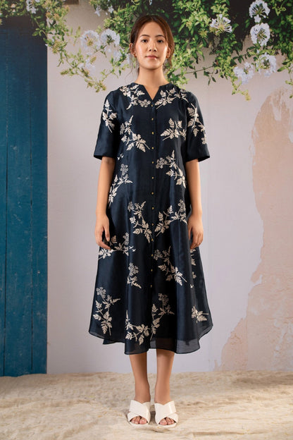 Blue Silk Designer Dress – Royal Classic