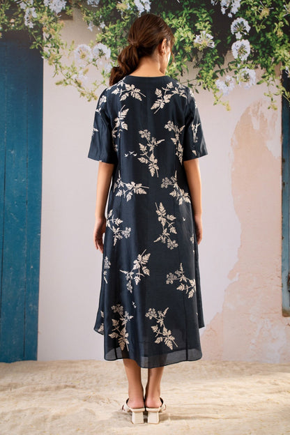 Blue Silk Designer Dress – Royal Classic