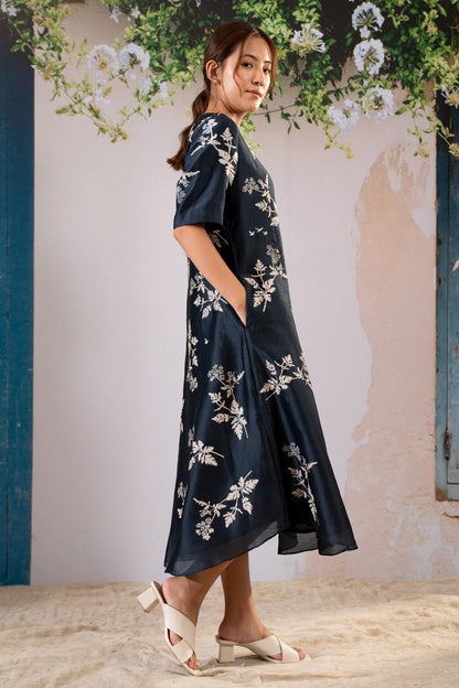 Blue Silk Designer Dress – Royal Classic