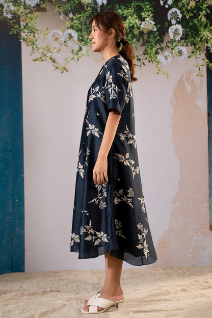 Blue Silk Designer Dress – Royal Classic