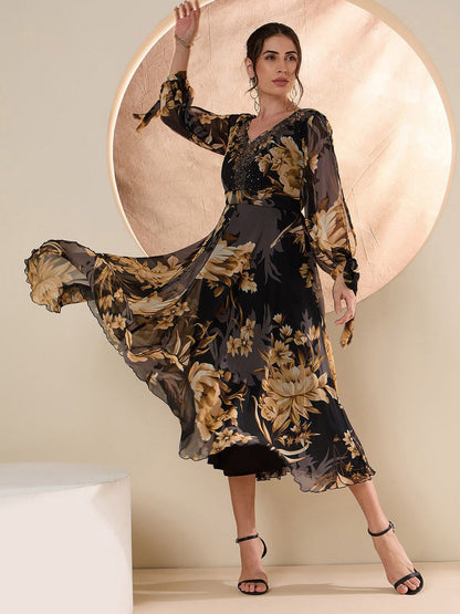 Floral Chiffon Designer Dress – Everyday Luxe