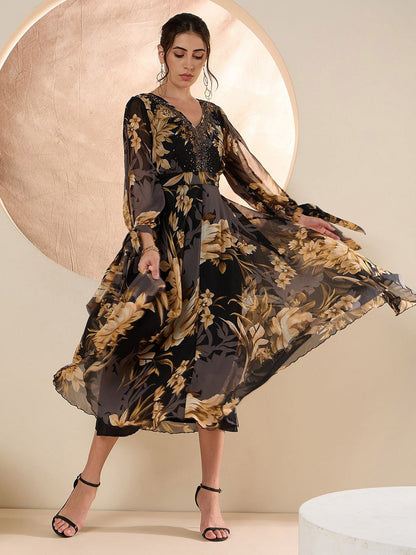 Floral Chiffon Designer Dress – Everyday Luxe
