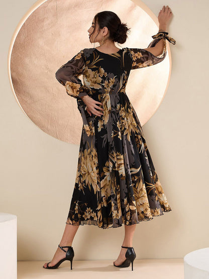 Floral Chiffon Designer Dress – Everyday Luxe