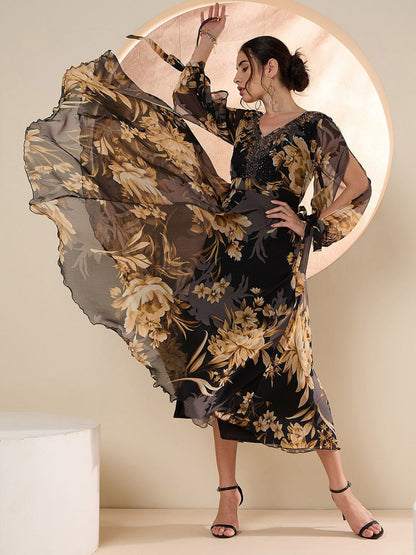 Floral Chiffon Designer Dress – Everyday Luxe