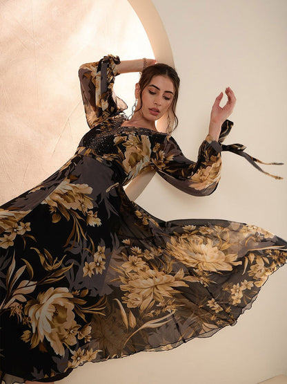 Floral Chiffon Designer Dress – Everyday Luxe