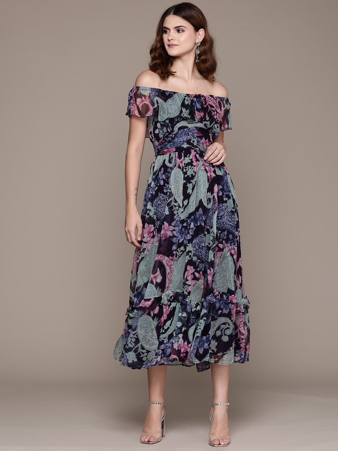 Floral Chiffon Designer Dress – Festive Favorite