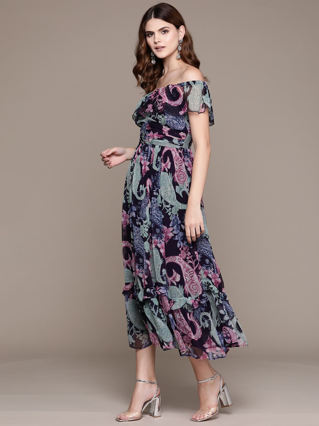 Floral Chiffon Designer Dress – Festive Favorite