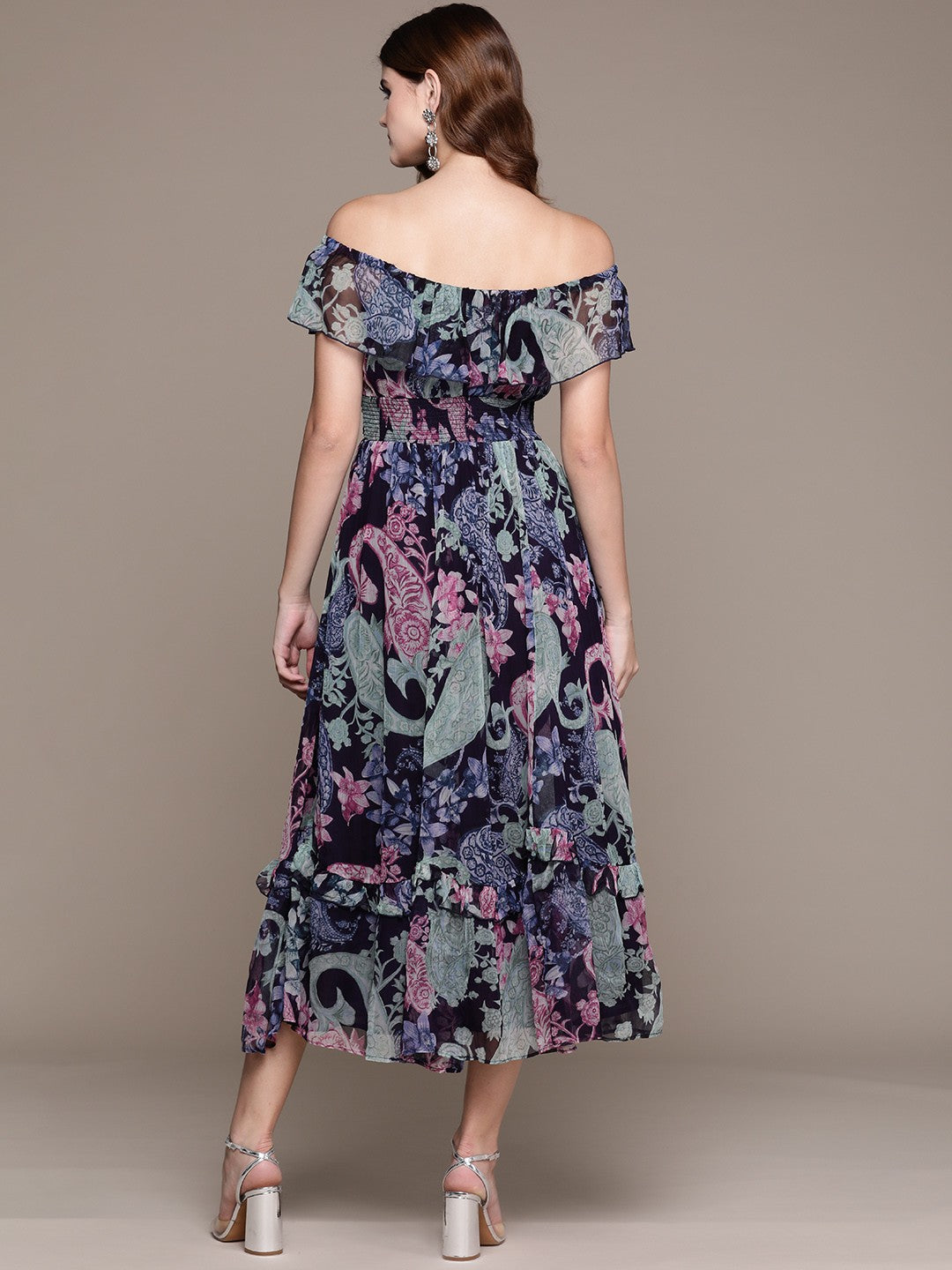 Floral Chiffon Designer Dress – Festive Favorite