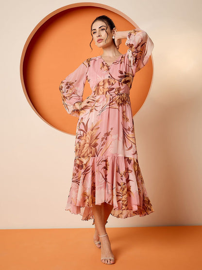 Floral Chiffon Designer Dress – High Demand