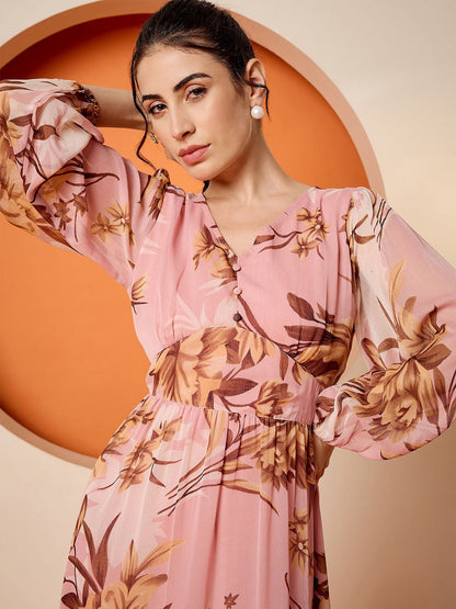 Floral Chiffon Designer Dress – High Demand