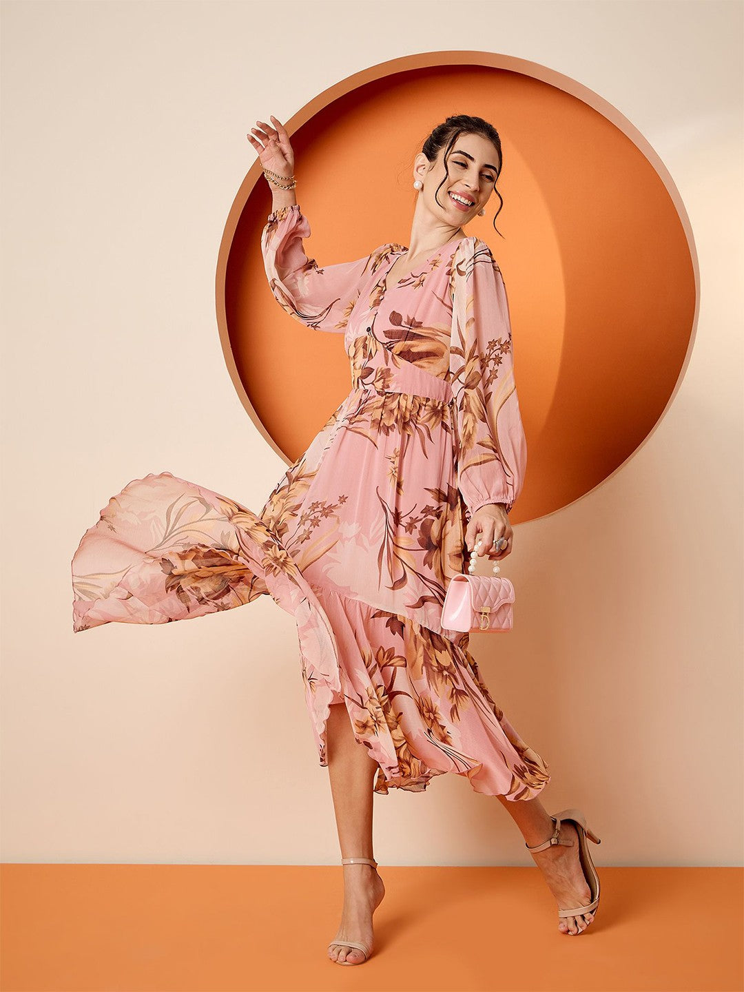 Floral Chiffon Designer Dress – High Demand