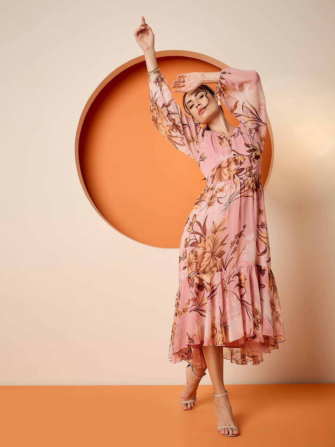 Floral Chiffon Designer Dress – High Demand