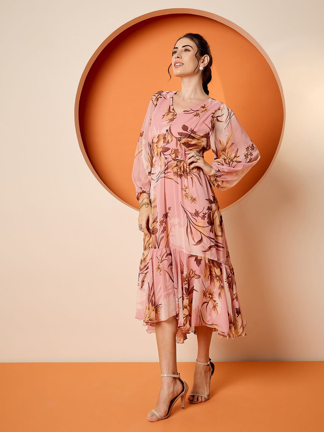 Floral Chiffon Designer Dress – High Demand