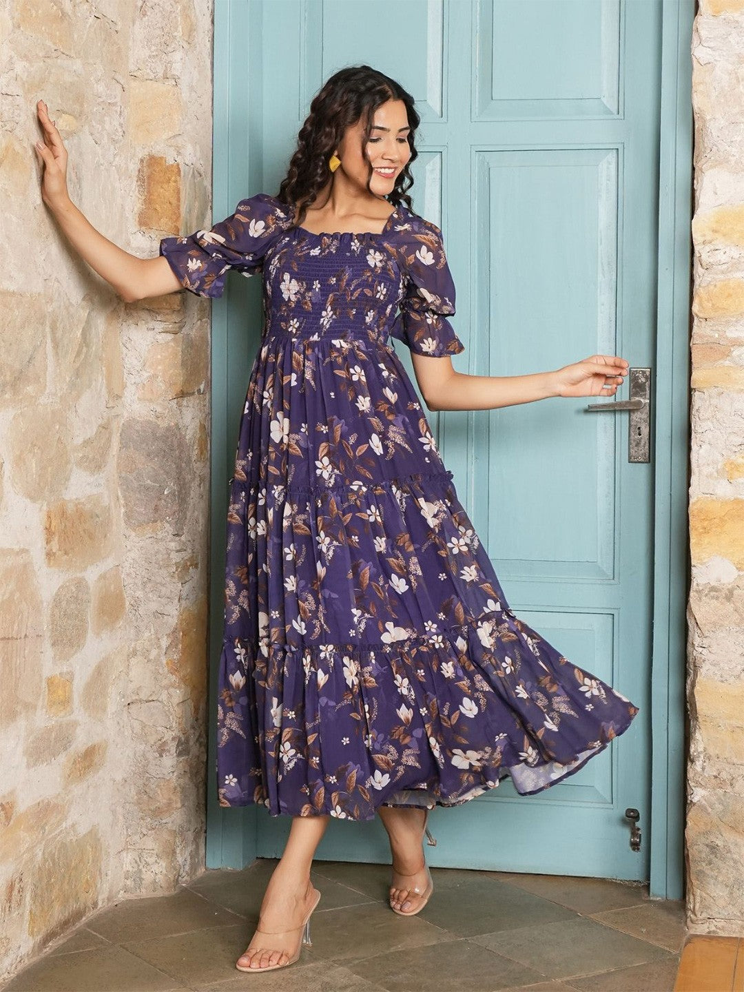 Floral Georgette Designer Dress – Style Icon