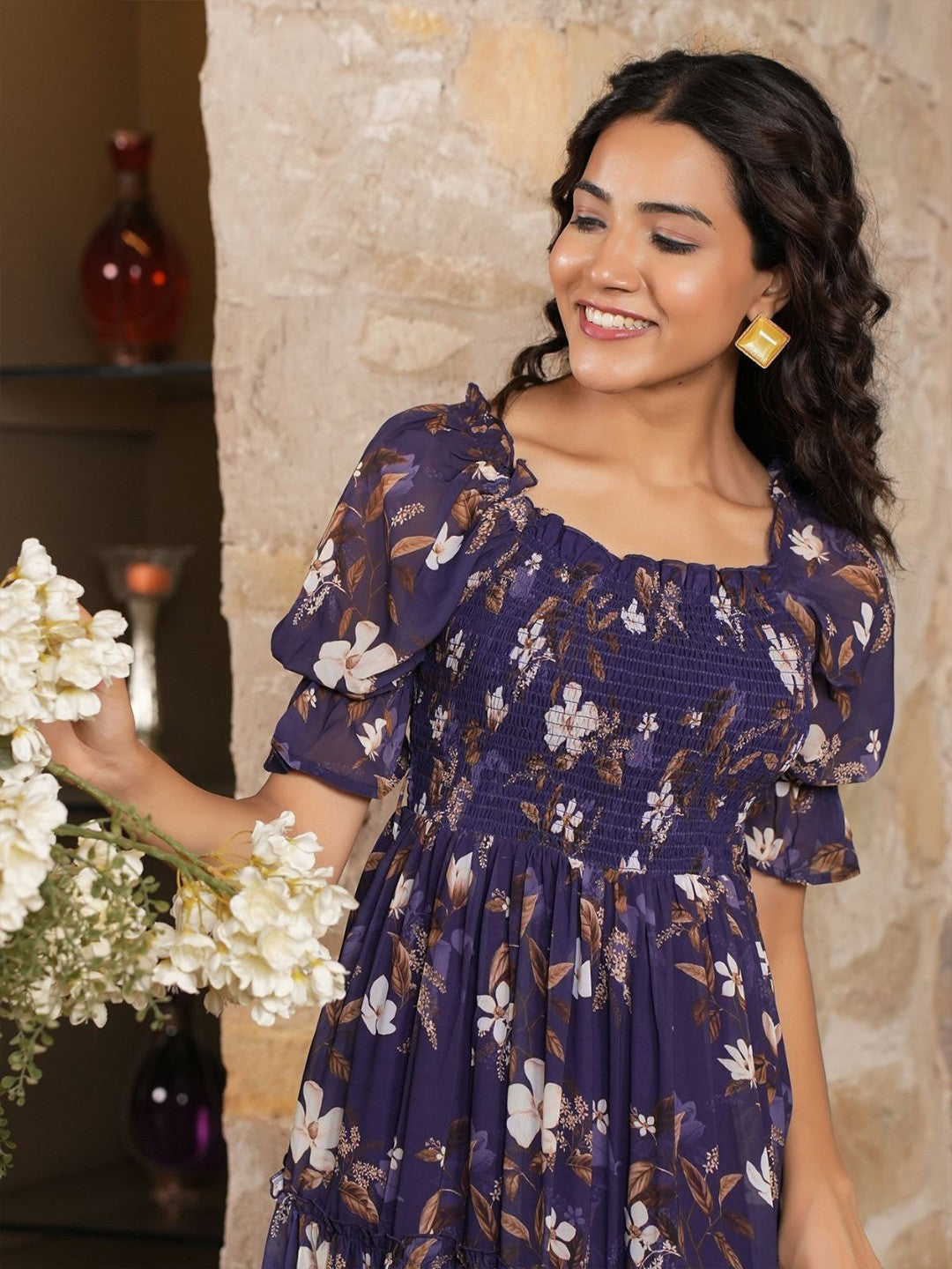 Floral Georgette Designer Dress – Style Icon
