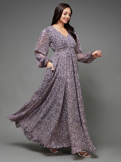 Floral Premium Designer Dress – Royal Classic