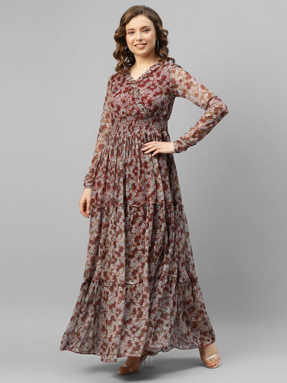 Floral Chiffon Designer Dress – Royal Classic