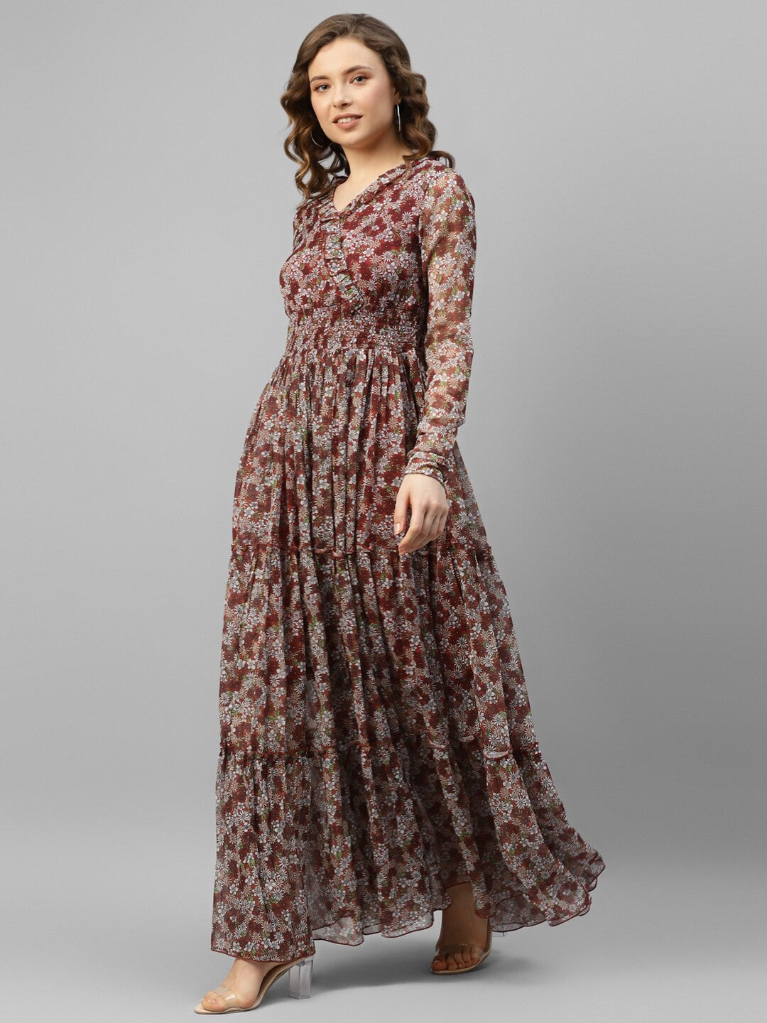 Floral Chiffon Designer Dress – Royal Classic