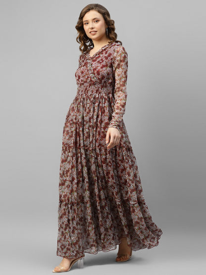 Floral Chiffon Designer Dress – Royal Classic