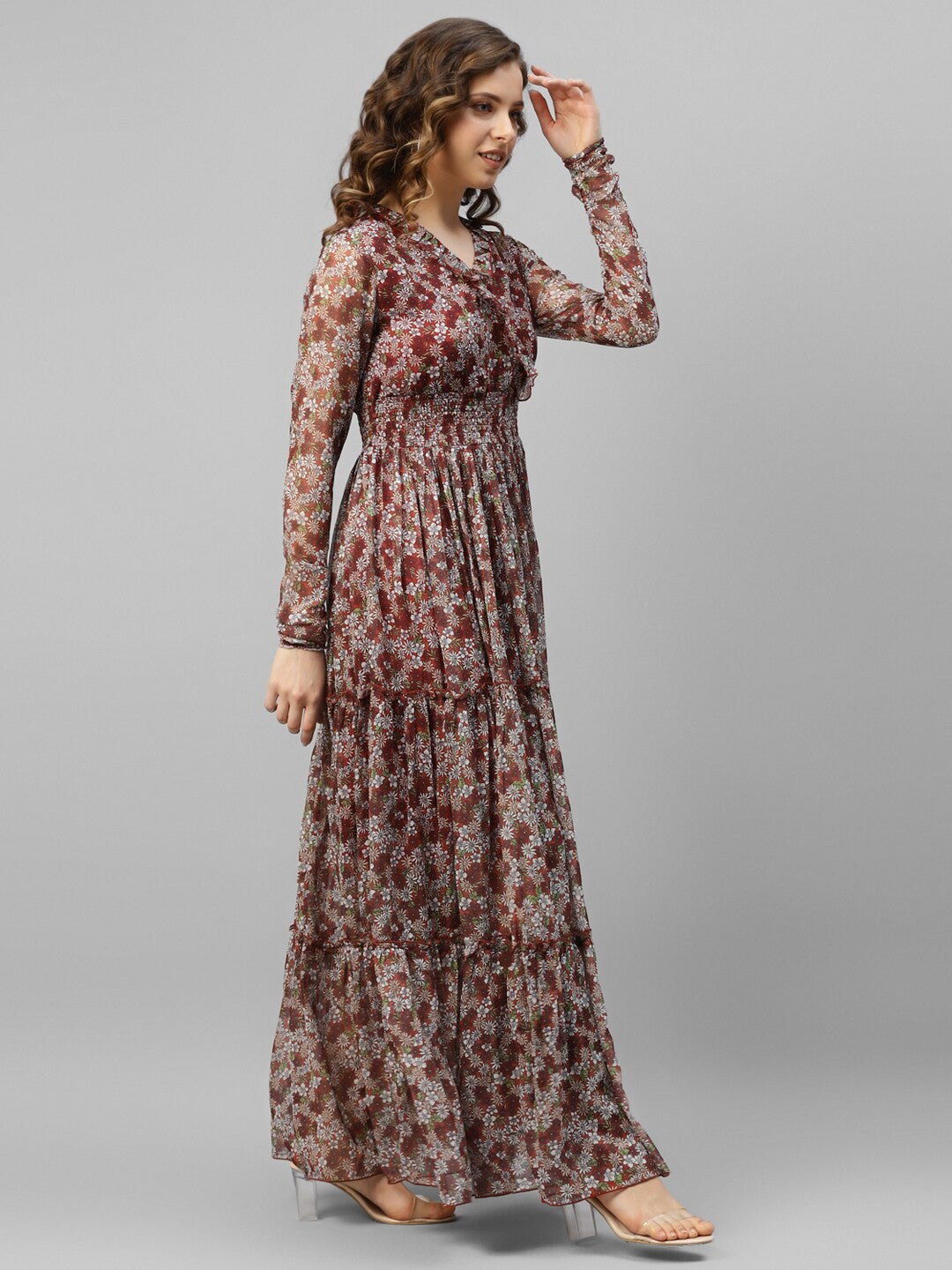 Floral Chiffon Designer Dress – Royal Classic