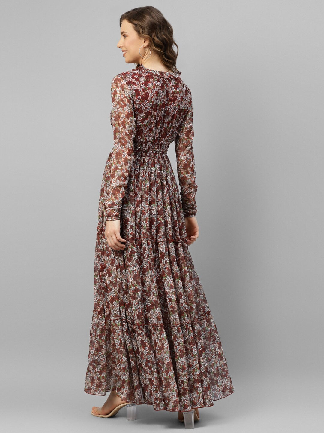 Floral Chiffon Designer Dress – Royal Classic