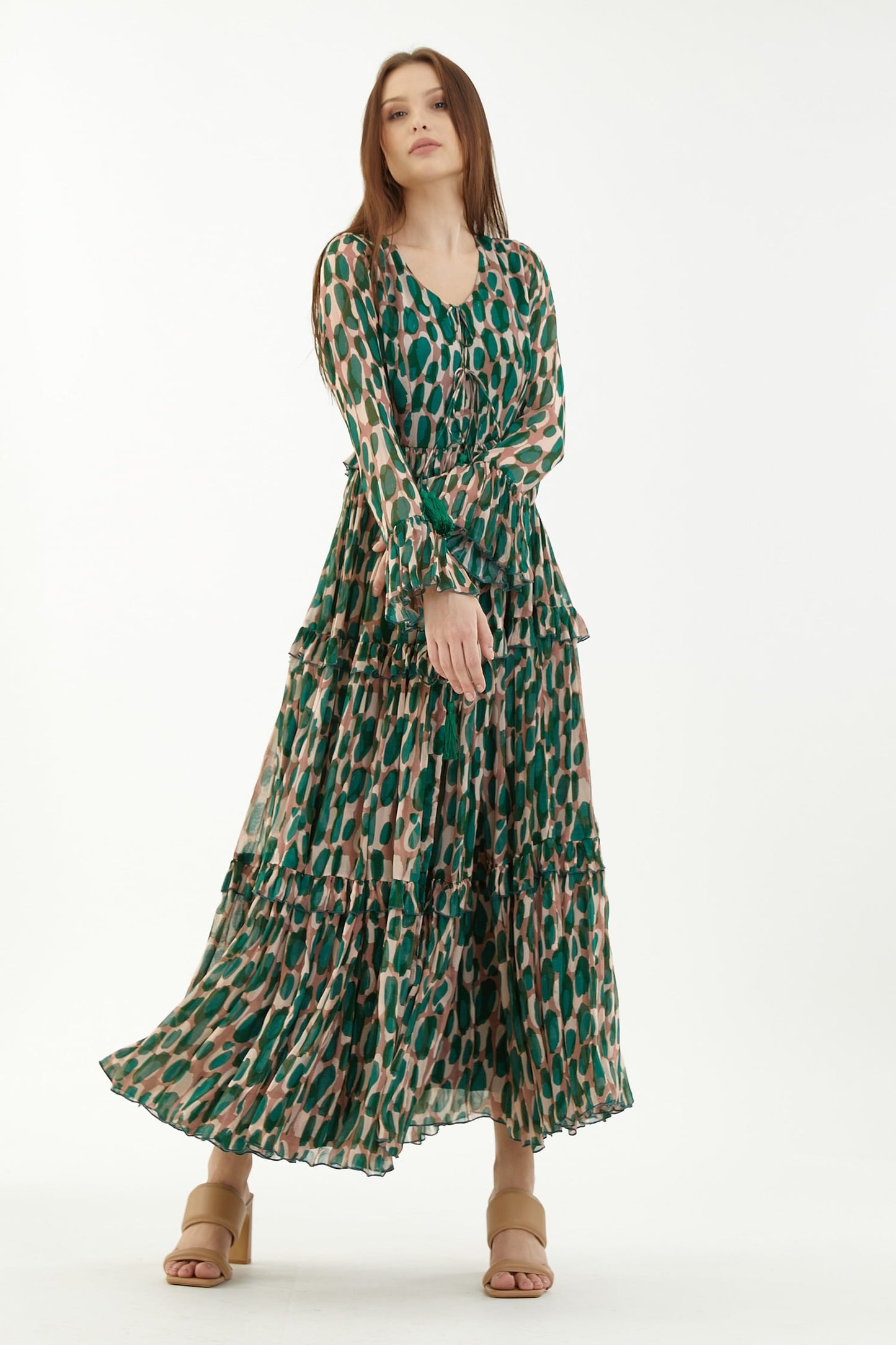 Green Chiffon Designer Dress – Celebration Pick
