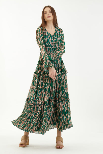 Green Chiffon Designer Dress – Celebration Pick