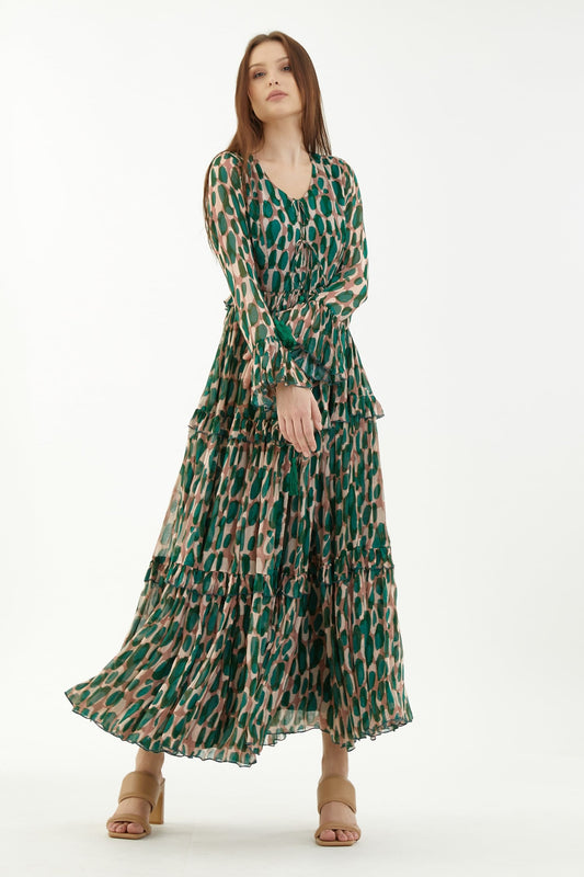 Green Chiffon Designer Dress – Celebration Pick