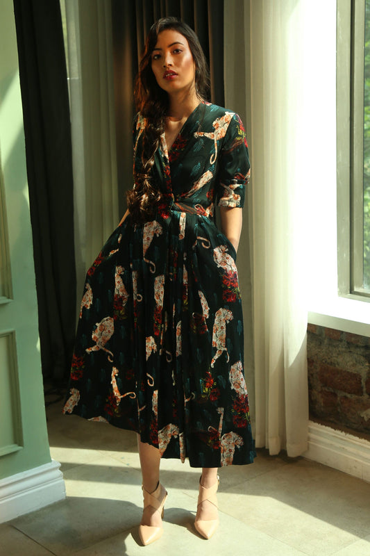 Green Cotton Designer Dress – Event Ready