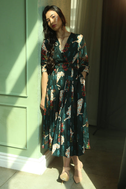 Green Cotton Designer Dress – Event Ready