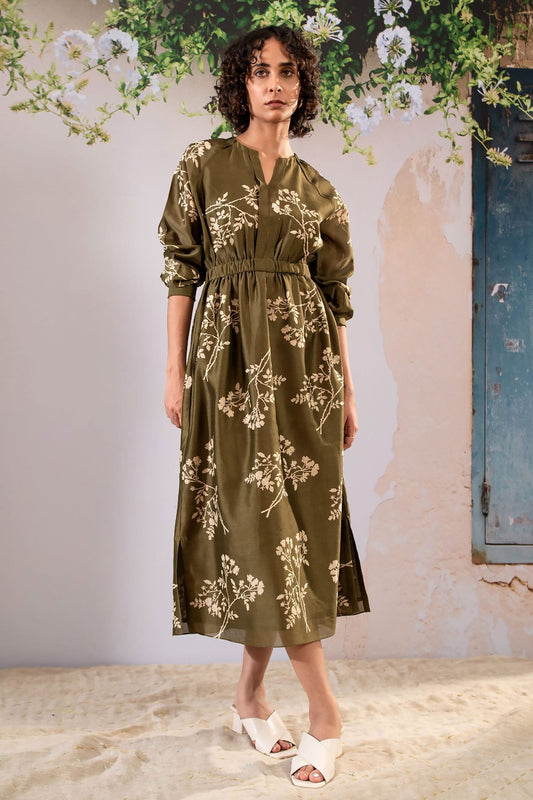 Green Silk Designer Dress – Party Edit