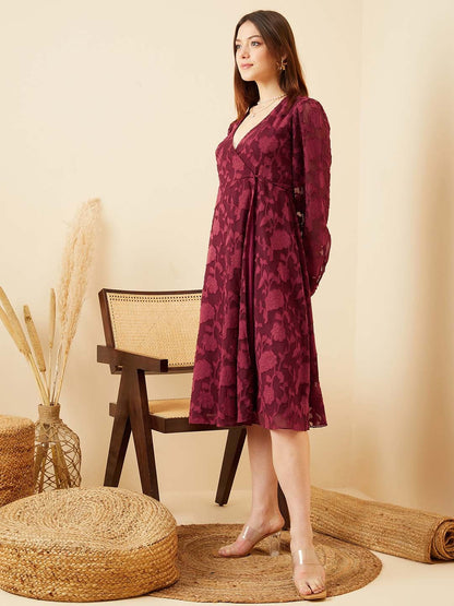 Maroon Premium Designer Dress – Party Edit