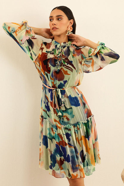 Multi Chiffon Designer Dress – Summer Edit