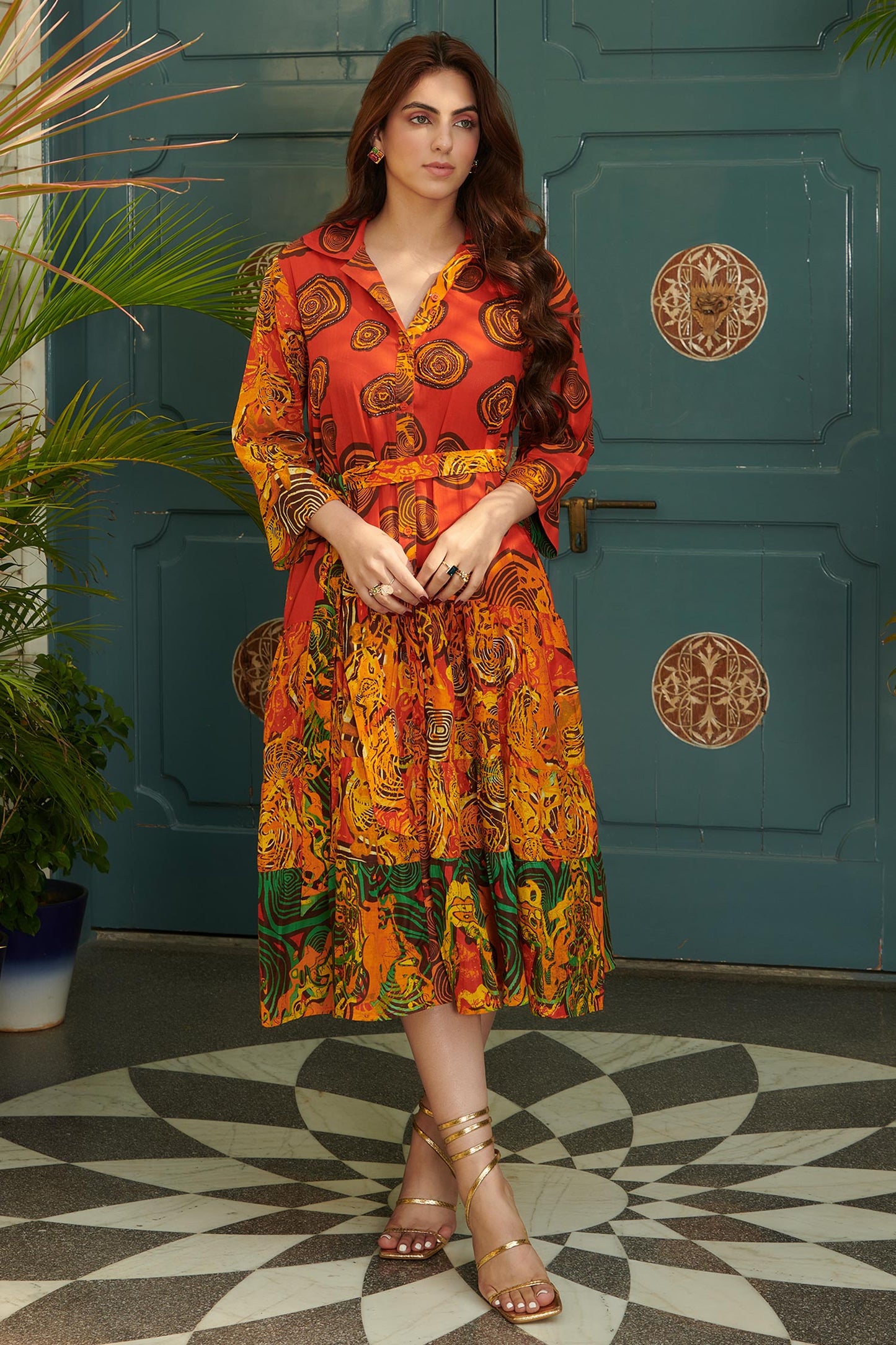 Orange Cotton Designer Dress – Everyday Luxe