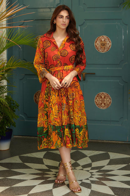 Orange Cotton Designer Dress – Everyday Luxe