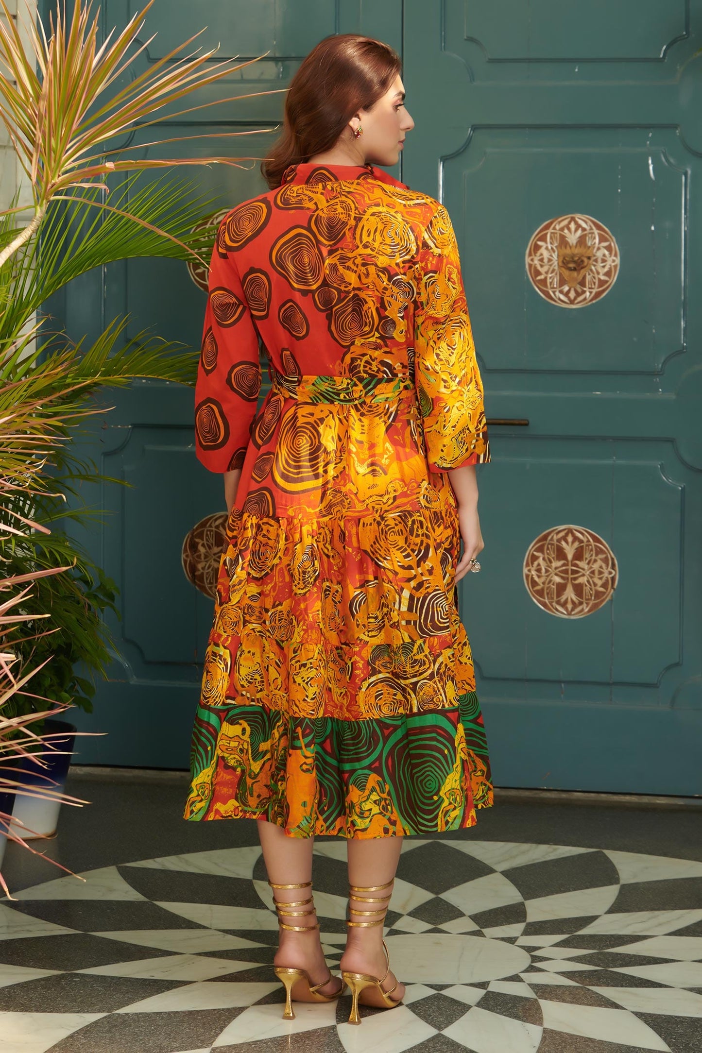 Orange Cotton Designer Dress – Everyday Luxe