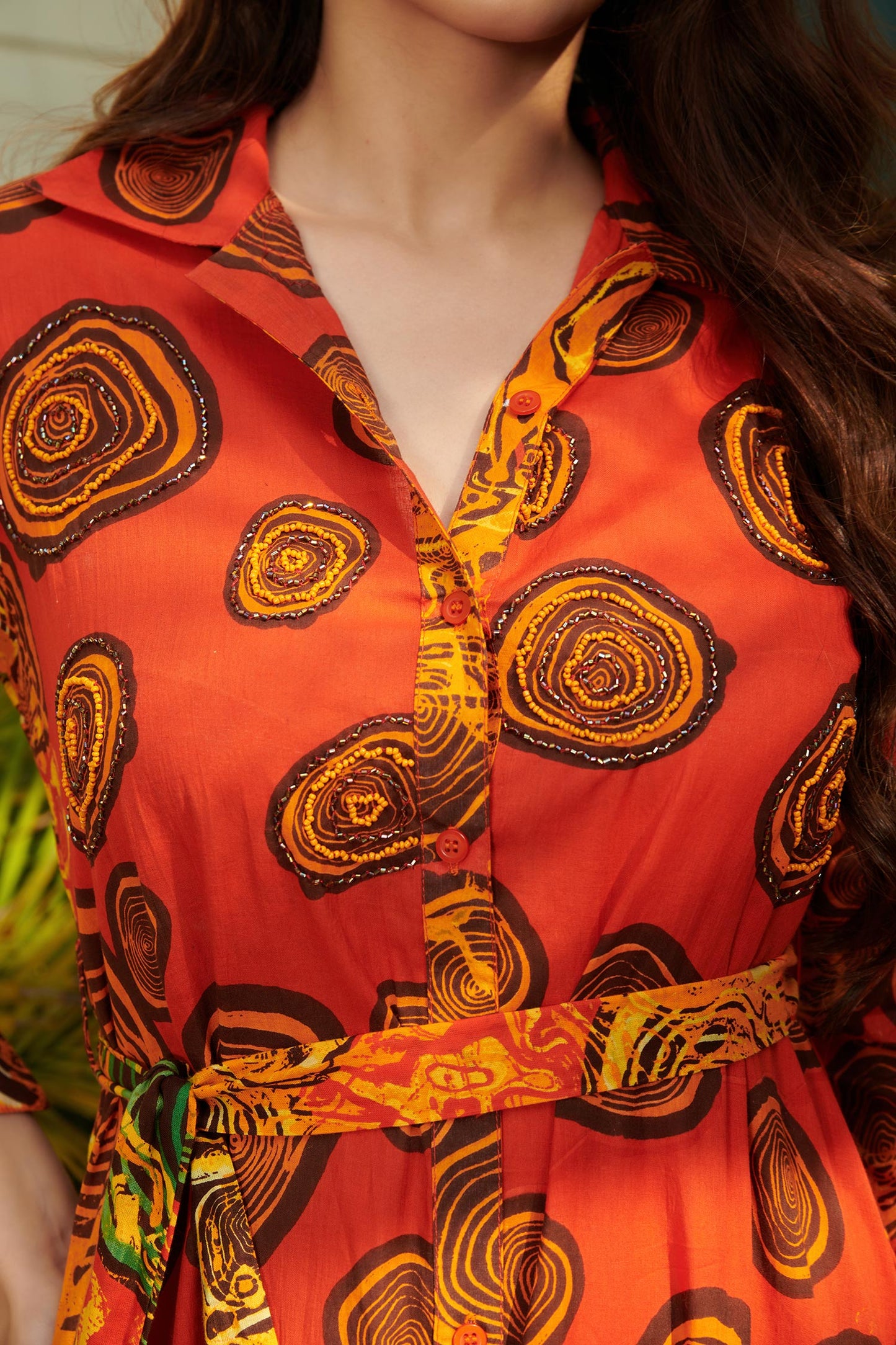 Orange Cotton Designer Dress – Everyday Luxe