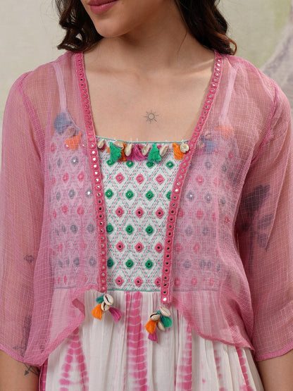 Pink Cotton Designer Dress – Festive Favorite