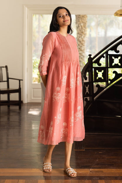 Pink Cotton Designer Dress – Luxe Collection