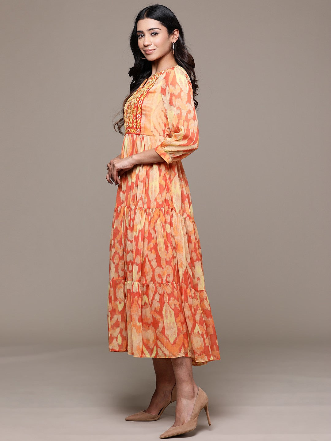 Print Chiffon Designer Dress – Evening Essential